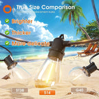 addlon 54FT(48+6) Solar String Lights Outdoor Waterproof with USB Charging & Remote Control - Dimmable Solar Power Patio Lights with LED Bulbs for Porch, Garden, Yard, Market, Bistro - Last for 20+Hrs
