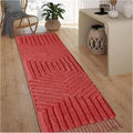 Boho Runner Rug 2x6' Washable Kitchen Rugs with Tassels Indoor Farmhouse Rugs for Bedroom Aesthetic Tufted Rug for Laundry Room Doorway Living Room_Rust Bricks