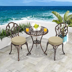 idee-home Outdoor Bistro Chair Cushions, 15”x15”x 3” Thick Outdoor Round Seat Cushions Set of 4 with Ties, Waterproof Round Patio Furniture for Garden
