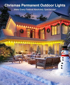 Fussion Permanent Outdoor Lights for House, 100ft RGB Halloween House Lights Outdoor with APP Remote Control, IP67 Waterproof Smart Eternity Eaves Lighting for Christmas, Holiday, Party, Daily