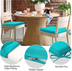 idee-home Outdoor Chair Cushions Set of 4, 19" x 19" Outdoor Seat Cushion Waterproof Patio Furniture with Ties, Dining Chair Pads
