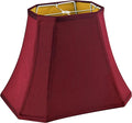 GO&SO Burgundy Lamp Shade Square Cut Corner for Table Lamp and Floor Lamp, 8x14x11 Inch Medium Natural Faux Silk, Easy Assembly Required (Single) Red Modern & Victorian Lampshade Replacement