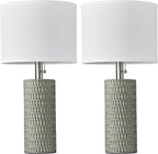 Table Lamps for Living Room Set of 2, Ceramic Table Lamps for Bedroom, 20" Modern Lamps for Night Stands, Green