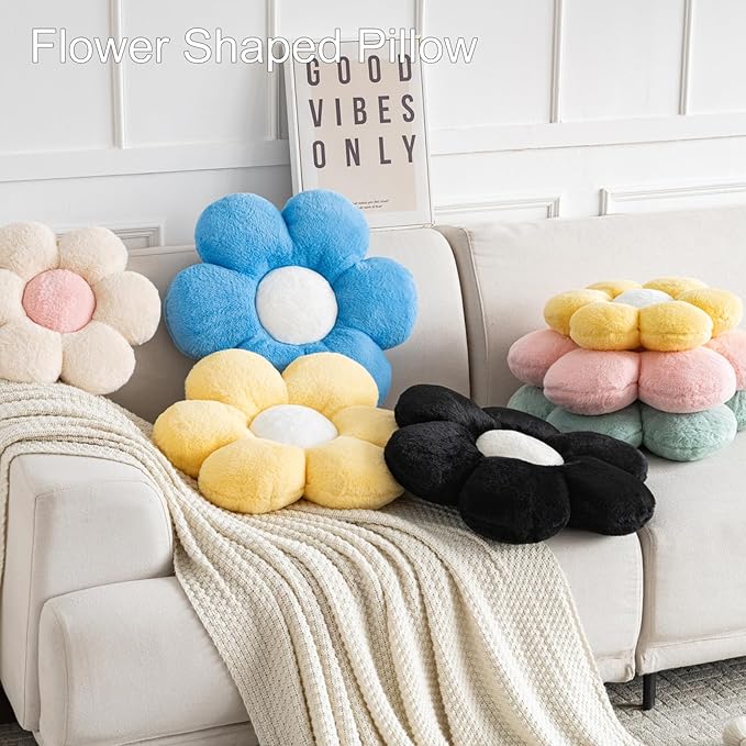 Xiashrk Flower Pillows, Decorative Pillows for Couch, Cute Daisy Pillow for Bed, Flower Shaped Decorative Throw Pillow Room Decor (Pink, 14.9 Inches)