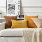 Kevin Textile Throw Pillow Covers Soft Corduroy Decorative Set of 2 Boho Striped Pillow Covers Pillowcases Farmhouse Home Decor for Couch Bed Sofa Living Room 24x24 Inch Golden Yellow