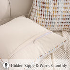 LUOYEHK Boho Throw Pillow Covers 12x20 Inch Set of 2 Chenille Tufted Pillow Case Farmhouse Neutral Lumbar Cushion Covers for Couch Sofa Bed Living Room, Orange White