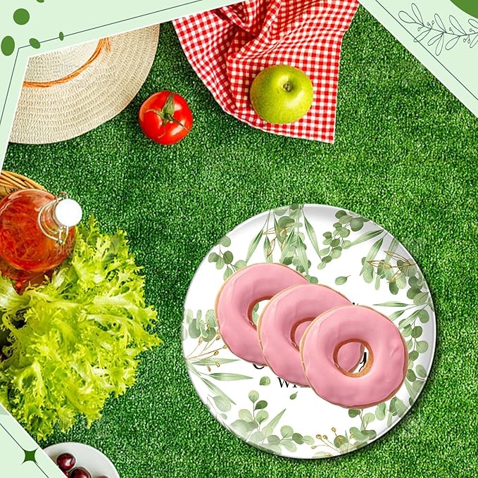 3Pcs Thank You Melamine Serving Tray 10 Inch Round Serving Platters Thank You for Celebrating with Us Food Tray for Wedding Birthday Baby Shower Party Favor Supplies