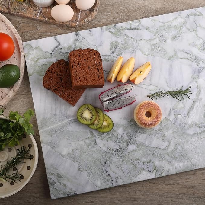 Koville African Natural Marble Cutting Board for Kitchen, 16x20inch Extra Large Hand Crafted Marble Slab for Cheese, Charcuterie, Pastry Board - Wedding Gift, House Warming Gift