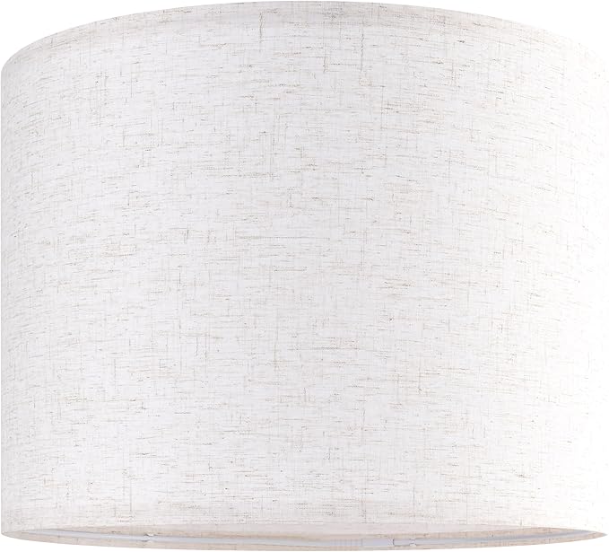 Oatmeal linen Textured Lamp Shades Set of 2 Large Drum Lamp Shade 16``Top x 16``Bottom x 12``High(Spider) Farmhouse Lampshade for Table Lamp & Bedside Lamp - Replacement Lampshade