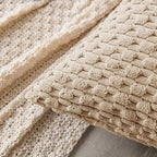 MIULEE Pack of 2 Decorative Throw Pillow Covers 16x16 Inch Soft Boho Striped Textured Corduroy Pillow Covers Modern Farmhouse Home Decor for Couch Bed Sofa Living Room Neutral Tan