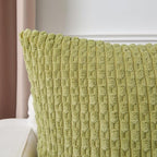 Kevin Textile Decorative Pillow Covers Set of 2 Striped Plush Corduroy Pillows Pillowcases Boho Home Decor Cushion Covers for Couch Sofa Bed Living Room 18x18 Inch, Grass Green