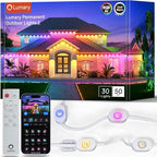 Lumary Smart Permanent Outdoor Lights 2 with Remote & Slide-Base, 50ft with 30 RGBAICW LEDs 1800lm for Daily & Accent Lighting, Work with Alexa Google, 110+ Scene for Halloween Christmas Decor, White