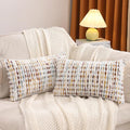 LUOYEHK Boho Throw Pillow Covers 12x20 Inch Set of 2 Chenille Tufted Pillow Case Farmhouse Neutral Lumbar Cushion Covers for Couch Sofa Bed Living Room, Orange White