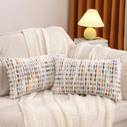 LUOYEHK Boho Throw Pillow Covers 12x20 Inch Set of 2 Chenille Tufted Pillow Case Farmhouse Neutral Lumbar Cushion Covers for Couch Sofa Bed Living Room, Orange White