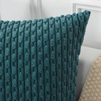 Kevin Textile Throw Pillow Covers Soft Corduroy Decorative Set of 2 Boho Striped Pillow Covers Pillowcases Farmhouse Home Decor for Couch Bed Sofa Living Room 24x24 Inch Teal Blue