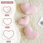 Dusty Pink Heart Pillows, 12.9" Cute Heart Decorative Pillow, Stripe Heart Shaped Plush Throw Pillows for Bed