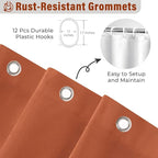 Seasonwood Orange Shower Curtain Burnt Orange Shower Curtain with Nature Buttons Ruffle Shower Curtains Farmhouse Shower Curtains for Bathroom 72" W x 72" L,Dark Orange