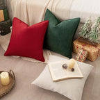MIULEE Pack of 2 Christmas Red Decorative Pillow Covers 22x22 Inch Soft Chenille Luxurious Couch Throw Pillows Farmhouse Cushion Covers Euro Shams with Elegant Design for Sofa Bedroom Home Decor