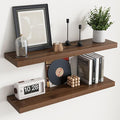 Floating Shelves for Wall with Invisible Brackets, Wall Mounted Engineered Wood Shelves with Wood Grain for Living Room, Bedroom, Bathroom, Kitchen Decor and Storage, Oak, 36"L Set of 2, Walnut