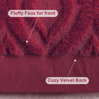 decorUhome Christmas Throw Pillow Covers 16x16 Inch Set of 2, Soft Plush Decorative Faux Fur Burgundy Solid Couch Pillow Covers, Accent Farmhouse Neutral Square Euro Pillow Cases for Sofa Living Room
