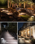 SUNVIE 3CCT Low Voltage Pathway Lights Wired Pathway Lights Outdoor 5W 3000K Anti Glare LED Low Voltage Landscape Lighting Waterproof Landscape Path Lights for Walkway Backyard Garden Patio, 4 Pack