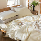 MooMee Bedding Duvet Cover Set 100% Washed Cotton Linen Like Textured Breathable Durable Soft Comfy (Solid Cream White, Full 80"x90")