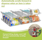 Can Organizer for Pantry Soda Can Organizer Automatic Rolling Food Pantry Storage Rack Can Dispenser for Fridge Holds 72 Cans, Fits 5.8-Inch Soda and Can, Set of 18