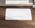 Savi Home Cotton Crochet Bathmat with Antiskid 21x34 White, 100% Pure Cotton, Super Soft White, Plush & Absorbent, Hand Tufted Heavy Weight Construction, Full Reversible Step Out Rugs