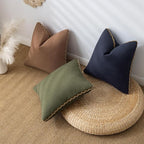 Decorative Neutral Linen Throw Pillow Covers 20x20 Inch Set of 2, Terracotta Boho Farmhouse Pillow Covers with Braid Fringe for Sofa Bed Modern Couch Pillow Cases for Organic Home Decor