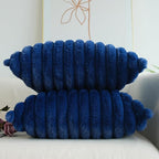 JOJUSIS Pack of 2 Faux Fur Plush Decorative Throw Pillow Covers Couch Cushion Case Soft Pillowcases (Navy Blue, 22 x 22-Inch)