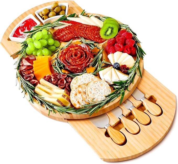 Charcuterie Boards, Thereye Cheese Board with Knife Set, Bamboo Charcuterie Board Set-𝐓𝐡𝐚𝐧𝐤𝐬𝐠𝐢𝐯𝐢𝐧𝐠 𝐆𝐢𝐟𝐭, 𝐂𝐡𝐫𝐢𝐬𝐭𝐦𝐚𝐬 𝐆𝐢𝐟𝐭, Housewarming Gift, Wedding Gift