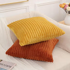 Simmore Decorative Fall Throw Pillow Covers 24x24 Set of 2, Soft Natural Plush Flannel Double-Sided Fluffy Couch Pillow Covers for Sofa Living Room, Mustard Yellow