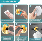 Suction Cup Hooks for Shower,Wreath Hanger for Front Door,Removable No Drill Towel Loofah Hooks,Upgraded 15 lbs Strong Suction for Bathroom,Wall,Glass,Stainless Waterproof-Black Gold 4 Pcs