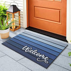 Bulijojo Nave Blue Entrance Door Mat Large 17 x 30 Inch Entry Way Doormat Front Door Rug Outdoor Heavy Duty Welcome Mat, Non Slip Rubber Back Low Profile