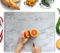 Glass Cutting Board 20”x16”: Tempered Glass Kitchen Counter Protector - Durable- Scratch-Resistant, Heat-Proof - Design 3 - Grey Marble Effect