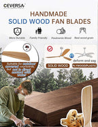 60 Inch Outdoor Natural Wood Ceiling fans with Lights and Remote, 3 Blades Wooden Dimmable Ceiling Fans,Noiseless Reversible DC Motor,Modern Fan for Patio,Living Room,Indoor,Farmhouse