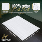 Pearl Linens Pack of 6 100% Cotton Bath Mat 20X30 inches, Soft & Absorbent Quick Dry Bathroom Mat Set, Not Bathroom Rugs, After Shower Mat, Bath Tub Mat, 687 GSM, Machine Washable, White