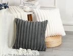 PANOD Set of 2 Faux Fur Decorative Throw Pillow Covers 18 x 18 Grey,Luxury Plush Modern Accent Funky Boho Pillow Covers Pillow Case Cushion Case for Couch Bed Sofa Farmhouse Livingroom Bedroom