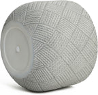 LuxenHome 14-Inch Dia Round Concrete Planters, Large Outdoor Indoor Decorative Plant Pots with Drainage Holes and Rubber Plug, Modern Gray Glen Woven Pattern Flower Pot Planters for Home Garden Patio