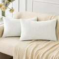 MIULEE Pack of 2 Christmas Couch Throw Pillow Covers 12x20 Inch Soft White Chenille Pillow Covers for Sofa Living Room Solid Dyed Pillow Cases