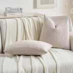 FUTEI Beige Chenille Decorative Throw Pillow Covers 22x22 Inch Set of 2,Soft Embossed Striped Textured Cushion Case,Modern Home Decor for Couch Bed Living Room