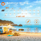 addlon 200FT(192+8) Solar String Lights Outdoor Waterproof with 6W Panel USB & Remote Control Patio Lights Long Last for 20+Hrs Dimmable Solar Power LED Bulbs for Porch Garden Market Bistro Backyard