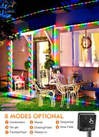Brightown Solar String Lights Outdoor 2 Pack 72 Feet 200 LED Waterproof Solar Powered String Lights with 8 Lighting Modes, Waterproof Solar Rope Lights for Outside Christmas Party, Multicolor