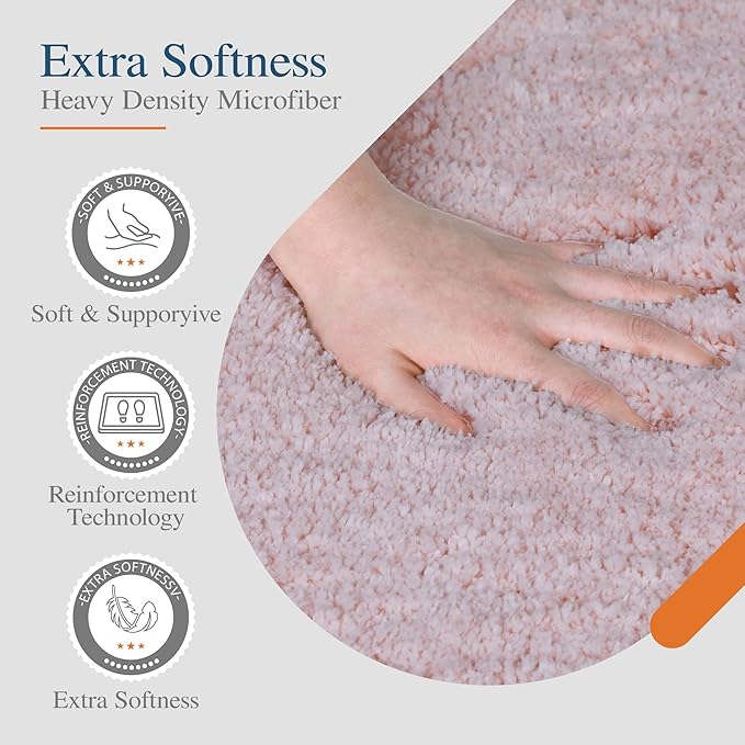 Walensee Contour Rug (20x24, Dusty Pink) Non Slip Bath Mat for Bathroom - Water Absorbent Soft Microfiber Shaggy Mat - Machine Washable U Shape Toilet Rug