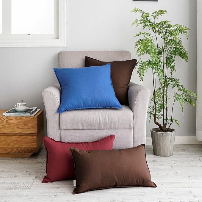 Jeanerlor Set of 2 Decorative Cotton Linen Chair Throw Pillow Case, Sofa Durable Classy, Comfortable Cushion Cover for Living Room Car 26"x26"(65 x 65cm), Brown