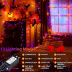 Upgraded Connectable 200 LED Halloween String Lights Outdoor Indoor, 66FT Orange and Purple Halloween Lights 13 Modes, Waterproof Twinkle Fairy Lights Plug in Clear Wire for Tree, Bedroom Decoration