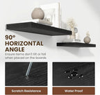 12 Inch Deep Floating Shelves, 24 Inch Long Floating Shelves for Wall, Floating Shelf with Invisible Brackets, Deep Shelves for Bathroom, Bedroom, Living Room, 2 Pack, Black