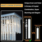 Rectangular Crystal Chandeliers for Dining Room, Modern Farmhouse Oval 16-Light Silver Linear Crystal Pendant Light for Kitchen Island Bar Living Room(L39inch)
