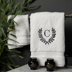 Decorative and Monogrammed Hand Towels for Bathroom Kitchen Makeup | Personalized Gift for Wedding-Bridal | Roman Font Custom Luxury Turkish Towel | Spa Collection, Oversized, 16 X 30 Inch, Set of 2