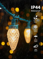 C9 LED Christmas Lights Outdoor, 68 Ft 100 LED C9 String Lights with 100 All in One Clips, Connectable Waterproof Christmas Tree Lights for Outside Roofline Backyard Garden Decor, Warm White 2 Pack